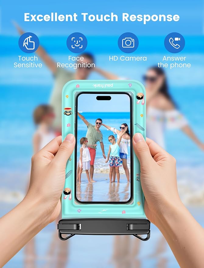 Paul Frank Waterproof Phone Pouch Floating, 2 Pack IPX8 Waterproof Phone Case with Lanyard for iPhone 17 16 15 14 Pro Max Galaxy S25 S24, Cellphone Dry Bag Beach Cruise Ship Essentials(up to 8.5")