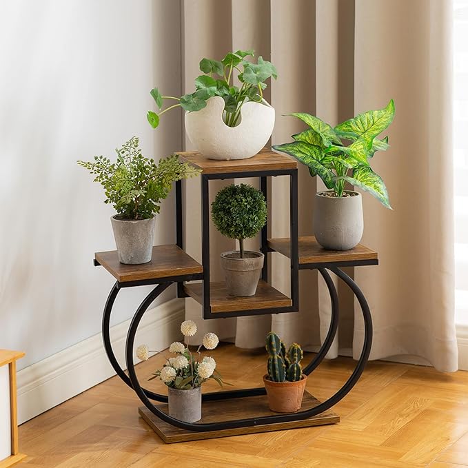 CHPHI Wood Plant Stand - Tiered Indoor/Outdoor Heart Shape Plant Stand for Multiple Plants, Living Room
