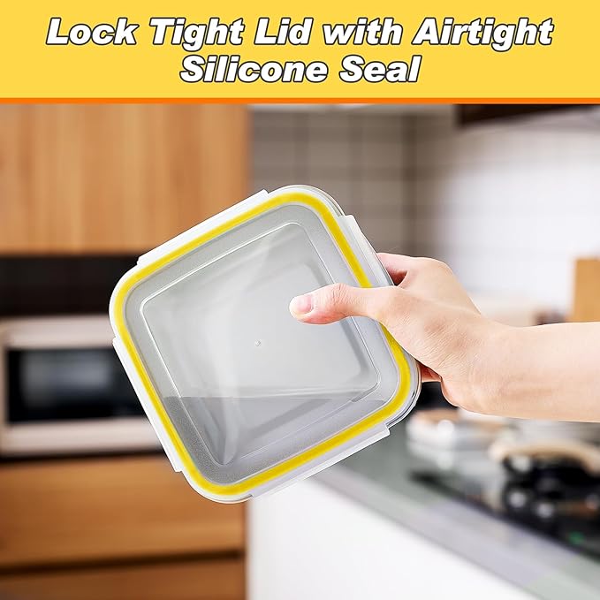 4 Pack Stainless Steel Sandwich Containers with Lids 25.4 oz Metal Food Container for Lunch Boxes with Airtight Silicone Seal for Sandwiches and Snacks(Yellow)