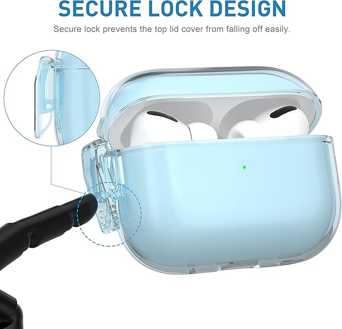 Valkit Compatible Airpods Pro 2 Case Clear with Lock, Shockproof AirPods Pro 2nd/1st Generation Case Soft Transparent Protective Cover with Lanyard iPods Pro 2 Skin for Airpods Pro 2nd/1st Gen