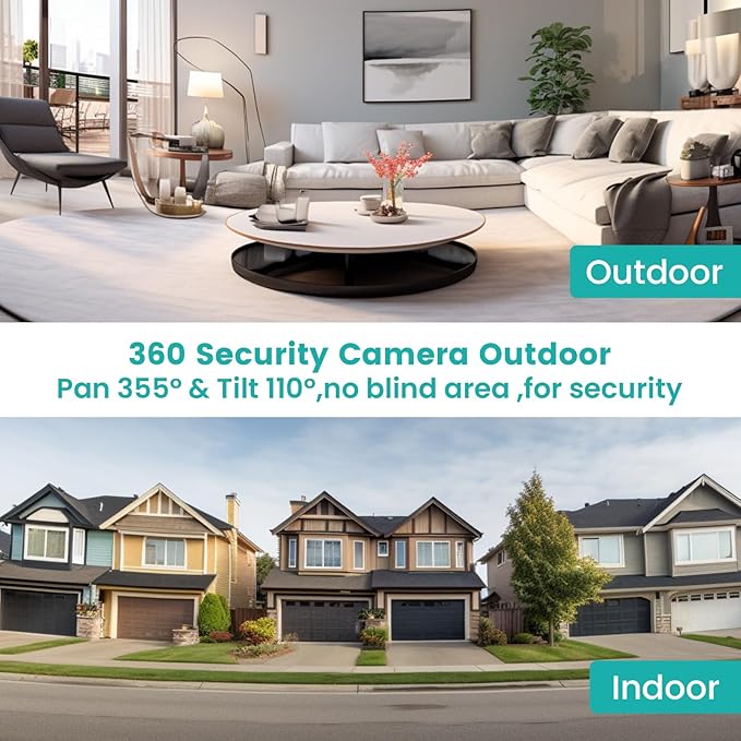 E26 Socket Security Camera - 2K HD WiFi Camera with Night Vision, Motion Detection, Two-Way Audio, Indoor/Outdoor Cameras for Home Security,Support WiFi & 2.4GHz (1PCS)