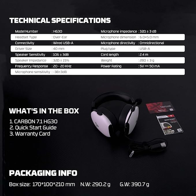 FANTECH Gaming Headset with 7.1 Virtual Surround Sound, Noise Cancelling Microphone, 40mm Drivers, USB Connection, in-Line Audio Control, Compatible with PC, PS4, PS5, Mac, Switch (White)