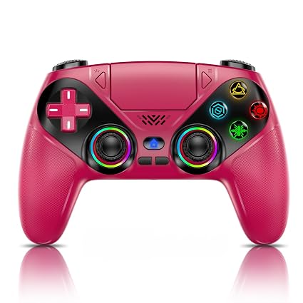 Nonbliep LED for PS5 Controller, for PS5 Slim/Pro/PC, Wireless Controller with 9 Colors RGB Light/Dual Vibration/Turbo/3.5mm Audio Jack/Speaker/Programmable for Playstation 5 Controller