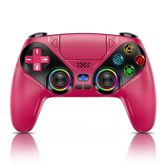 Nonbliep LED for PS5 Controller, for PS5 Slim/Pro/PC, Wireless Controller with 9 Colors RGB Light/Dual Vibration/Turbo/3.5mm Audio Jack/Speaker/Programmable for Playstation 5 Controller