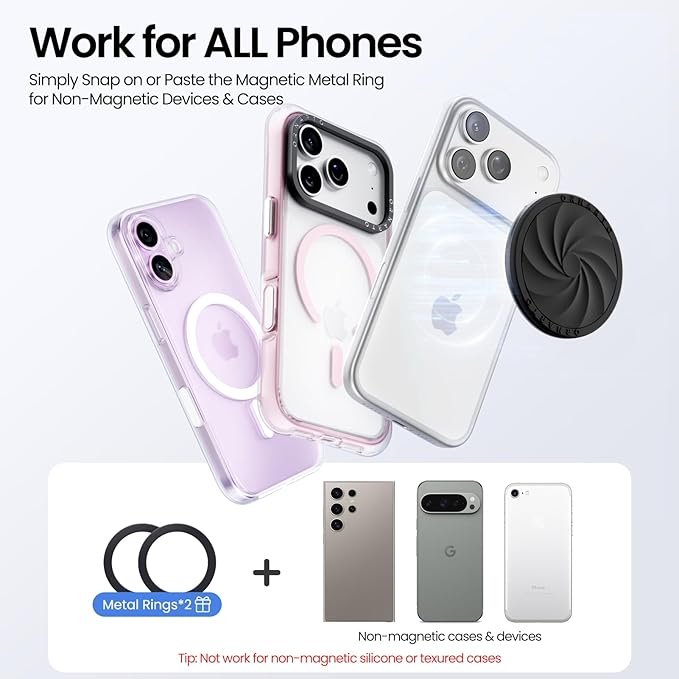 ORNARTO Vortuxe for MagSafe Phone Grip with Kickstand, Soft Liquid Silicone Finger Loop Grip, Phone Ring Holder for Back of Phone, Premium Build & Comfy Touch, Black