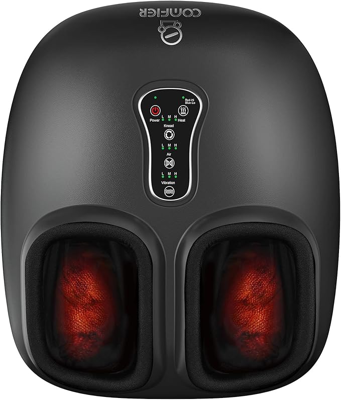 COMFIER Shiatsu Foot Massager with Heat,Vibration,Rolling Compression,FSA Eligible Feet Massager Machine for Plantar Fasciitis,Neuropathy Pain, Fits Size up to 13“,Christmas Gifts for Women,Men,HSA