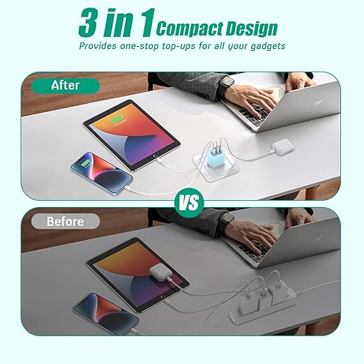 USB C Fast Charger Block 35W, 3-Pack PD Wall Charger for Apple iPhone 17 Fast Charging, Multiport Type C Charging Block for iPhone 17/17 Air/17 Pro/17 Pro Max/16/15/14/13/12, iPad Pro, iPad Air, iPad