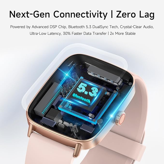 Smart Watch for Women, 1.85" HD Smartwatch Compatible iPhone/Samsung/Android (Answer/Make Calls), 100+ Sport Modes Fitness Tracker with Heart Rate/Sleep/SpO2 Monitor, IP68 Waterproof, with 2 Bands