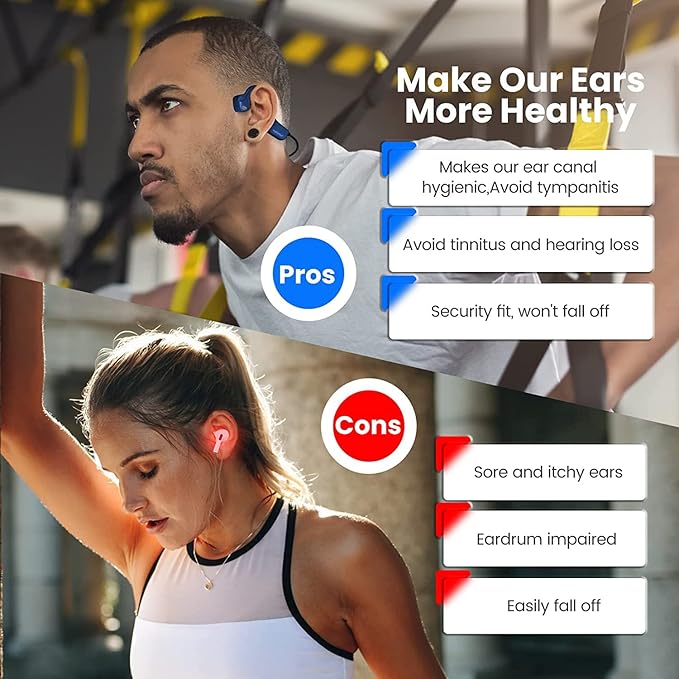 Bone Conduction Headphones Bluetooth Wireless Sport Earphones Built-in Mic Multipoint Connection Sweatproof Open Ear Headset for Running Cycling Driving Workouts