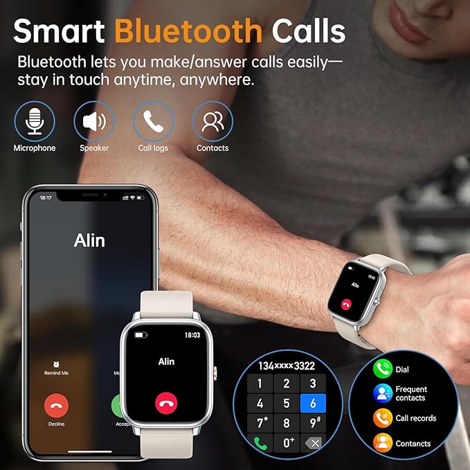 Smart Watch for Men Women, Fitness Tracker (Answer/Make Call), 1000 mAh Battery, 120+ Sport Modes, Step Counter/Sleep Monitor Fitness Watch, Smartwatch for Android/iPhone (Starlight)
