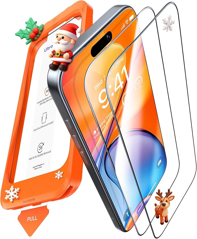 UltraGlass Unbreak Top 9H+ Glass for iPhone 16 Pro Screen Protector 6.3" (12FT Military Grade Shatterproof) Screen Protector 16 Pro Tempered Glass (Longest Durable) Full Coverage 16Pro, 2 Pack