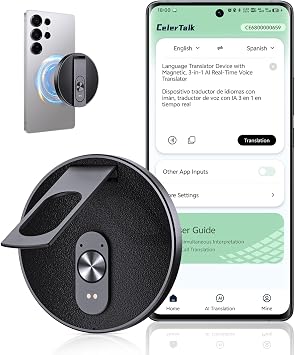 AI Language Translator Device with 150+ Languages, Instant Translator with Magnetic Attachment, Spanish & English Foreign Language Practice Partne, Traductor De Idiomas Portatil for Travel Business