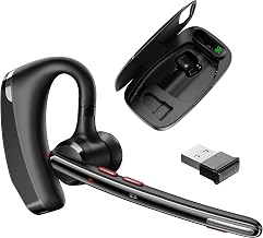Bluetooth Headset V5.3, Wireless Headset with Dual Noise-Canceling Mics, Portable Charging Case, 300H Standby Time, Hands Free Headphones for PC/Cell Phones, Trucker/Office/Work - Image 1