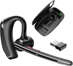 Bluetooth Headset V5.3, Wireless Headset with Dual Noise-Canceling Mics, Charging Case, 300H Standby Time, Hands Free Headphones for PC/Cell Phones, Trucker/Office/Work/Home - Image 1