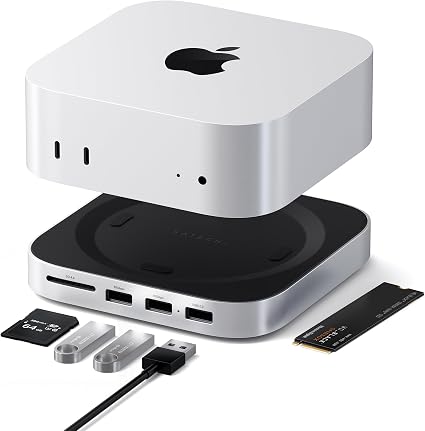 Satechi Mac mini M6, M5 Pro, M4 Hub & Stand with NVMe SSD Enclosure, Silver