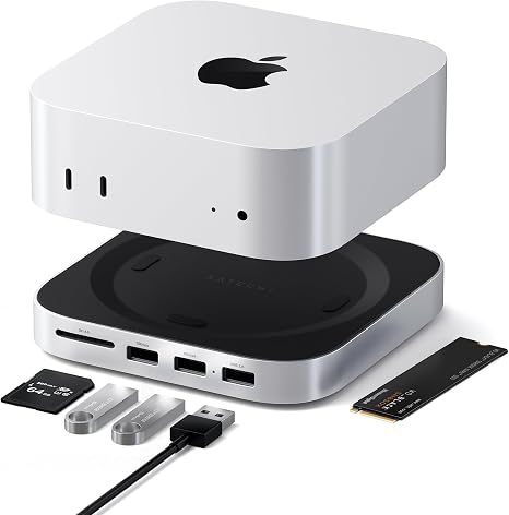 Satechi Mac mini M6, M5 Pro, M4 Hub & Stand with NVMe SSD Enclosure, Silver