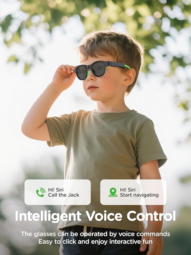 Kids Blue Light Glasses with Bluetooth Audio,Smart glasses,RGB 7-color light, Kids Smart Glasses Gifts