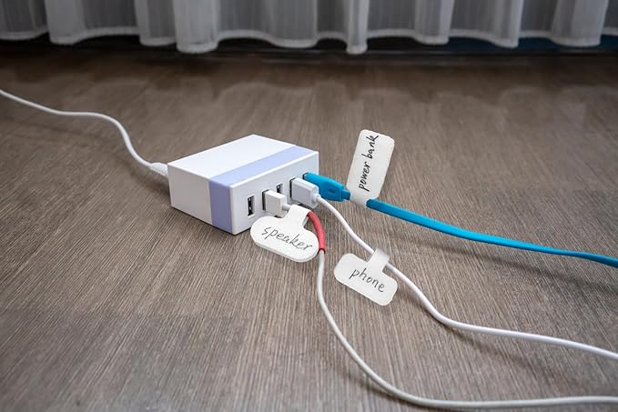 32 Pcs Cable Labels, Write On Cord Labels, Wire Cable Tags, Wire Tags for Electronics, Computers Cable Management and Identification, White, 1.77" x 0.78"