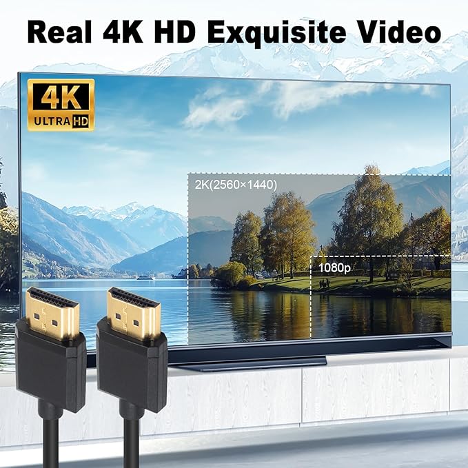 Duttek Ultra Thin HDMI Cable 1Feet, 4K Short HDMI Cable Male to Male for 3D and 4K Ultra HD TV Stick HDMI 2.0 Cord Extension Converter
