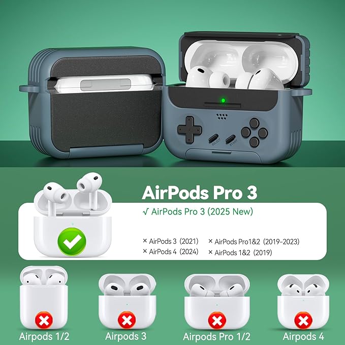 Inesore for Airpods Pro 3 Case Cover with Cleaner Kit,with Lock for Airpod Pro 3 (2025),Classic Cool Funny Game Console Hard Air Pods Pro 3 Case for Men Boy(Black)