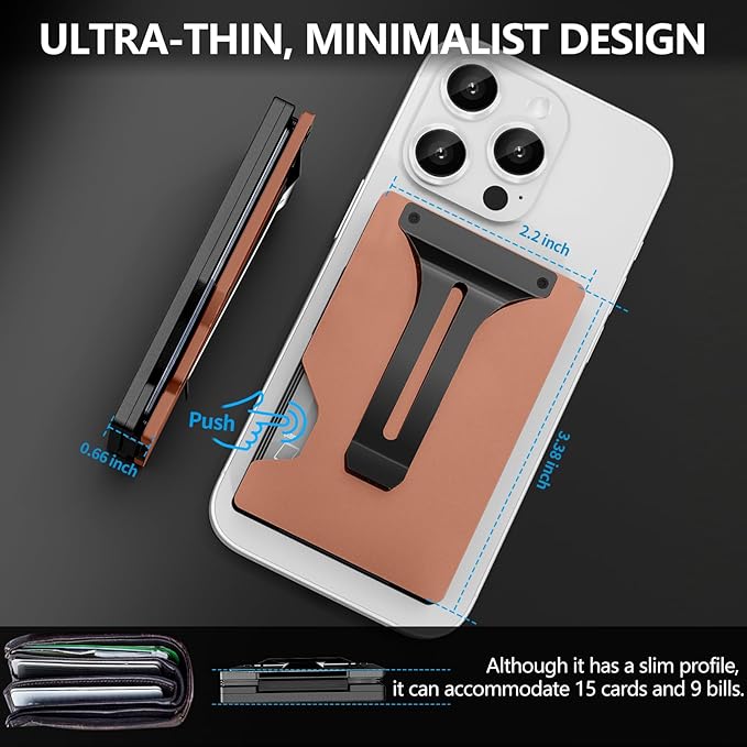 Magnetic Phone Wallet with Apple MagSafe - Metal Card Holder with AirTag Holder, RFID Blocking & Money Clip Mag Safe Wallet for iPhone 16 15 14 13 12 Pro Max/Pro/Plus/Mini
