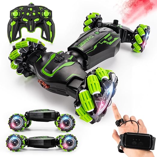 TADOZIC 4WD Remote Control Gesture Sensor Car,Hand Controlled RC Stunt Car,Double-Sided Vehicle 360° Rotation with Light and Music Spray, Watch Toy Cars for Boys & Girls Birthday