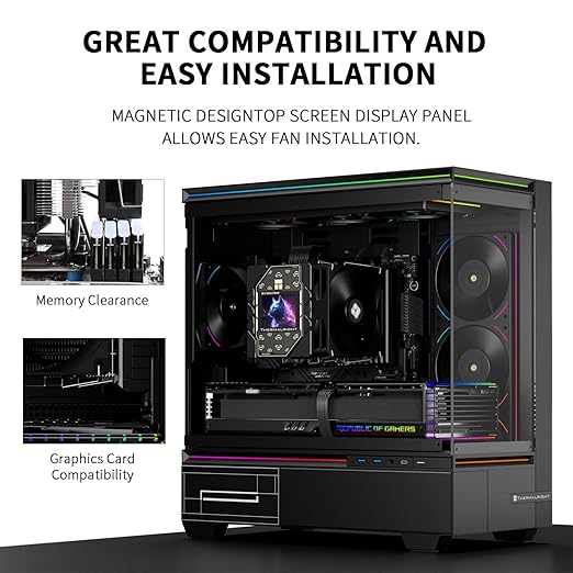 Thermalright Peerless Assassin 120 Vision Black CPU Cooler, PC Heatsink Cooler 6 Heat Pipes, 2.8’’ Magnetic Display Screen with 320x240 Resolution,for AM4/AM5,Intel LGA1700/1851/115x