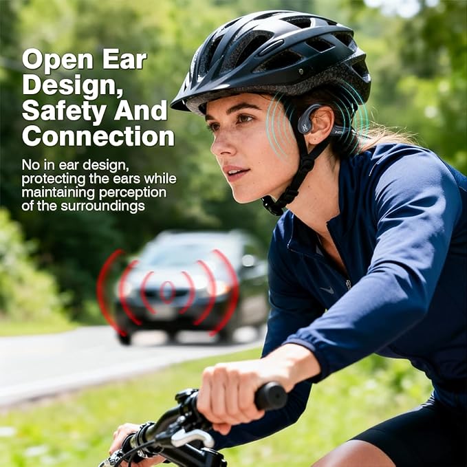2026 New Bone Conduction Headphones Bluetooth Wireless, Bluetooth 6.0 Open Ear Headset, IP65 Waterproof & 10H Playtime, Lightweight Material, Sports Earbuds for Running, Cycling, Gym Workouts(Black)