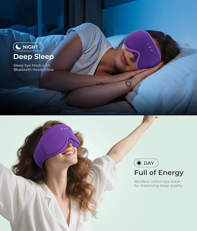 MUSICOZY Sleep Mask Headphones Bluetooth 5.4, 3D Blackout Eye Mask with Wireless Music Earphones, Hi-Fi Sound＆Long Battery Life Sleeping Headphones for Side Sleepers, Uniqe Gift for Men Women Travel