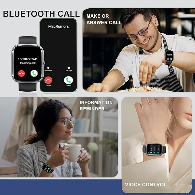 Smart Watch, SmartWatch for Men Women HD Touch Screen Answer/Make Call, IP68 Waterproof 120+ Sport Activity Tracker, Fitness Tracker with Sleep Monitor/Pedometer Heart Rate SpO2 for Android iOS