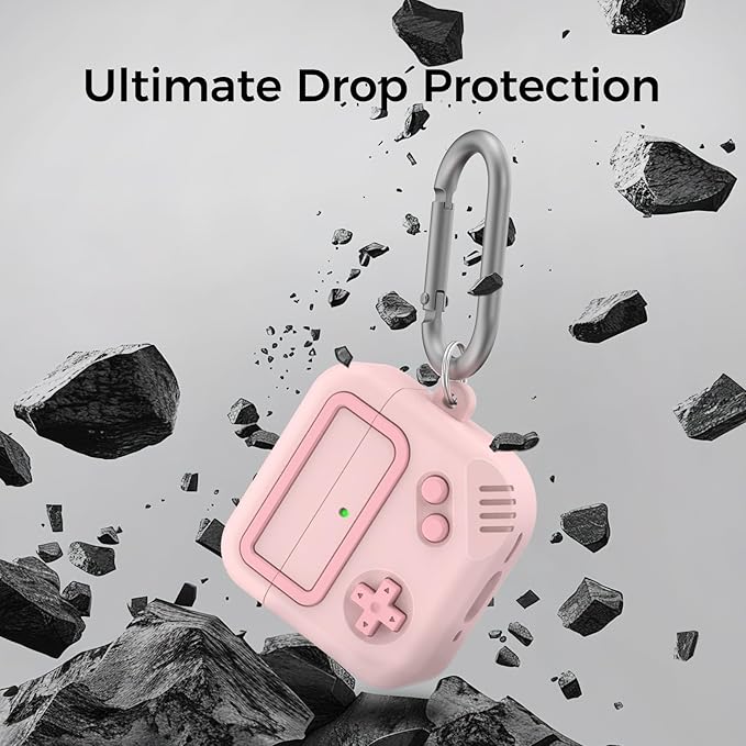 AirPods 4 Case, Silicone Game Design 2024 Case for Apple AirPods 4 Generation with Active Noise Cancellation, Cute Case Cover for AirPod 4 Gen for Women/Men (Pink)