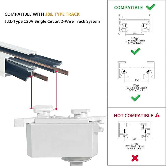 White Super Brightness 4000K Natural Light Dimmable Brightness 25W 2000lm J&L Type LED Track Lighting System with 13 FT Track Rails and Ceiling Spotlight Fixture Installation Package