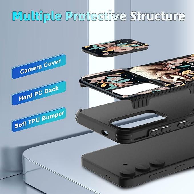 for Galaxy S25 FE Case Built in Slide Camera Lens Cover,Heavy Duty Shockproof Protection Dual Layer Case for Samsung Galaxy S25 FE 6.7" 2025,Cute Baby Sloth On The Tree
