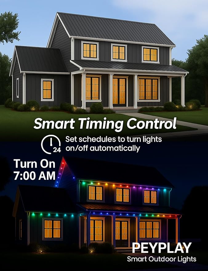 50ft Permanent Outdoor Lights, 60 RGB+IC Smart LEDs, 75 Scene Modes, IP67 Waterproof, App & Voice Control (Alexa & Google Assistant), DIY Colors, Music Sync, Holiday Lighting Scenes (50ft)