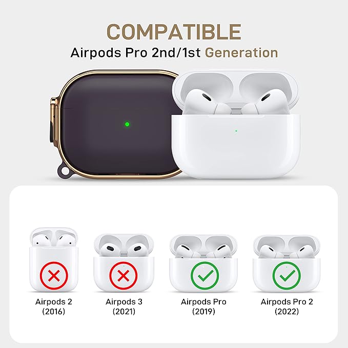 Maxjoy for AirPods Pro 2nd/1st Generation Case with Lock, Cute AirPods Pro 2 Case Lock Protective Hard AirPod Pro Cover for Women Men with Keychain for Airpod Pro (2023/2022/2019), Purple/Rose Gold
