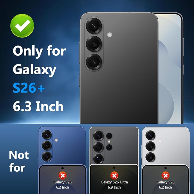 YWXTW 3 Pack Camera Lens Protector for Samsung Galaxy S26 Plus 6.7 Inch, 9H Tempered Glass Ultra HD [No Impact on Night Shots] S26 Plus Lens Protector, Anti-Scratch No Bubbles
