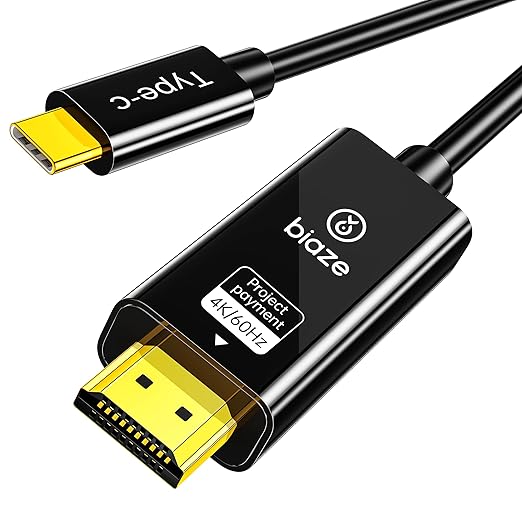 USB C to HDMI Cable 3.3ft 4K@60Hz Adapter, Thunderbolt 3/4 Compatible for MacBook Pro/Air, iPad Pro, Galaxy S23/S22, XPS, Chromecast, PS5, Monitor, Projector - Aluminum 8K Ready(USB C to HDMI)