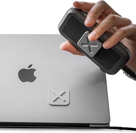 DELTAHUB HoldX Magnetic Mount - Universal Phone & External Device Holder for Laptops, Desks | Strong Magnetic Stand for SSDs & Mobile Device (Silver)