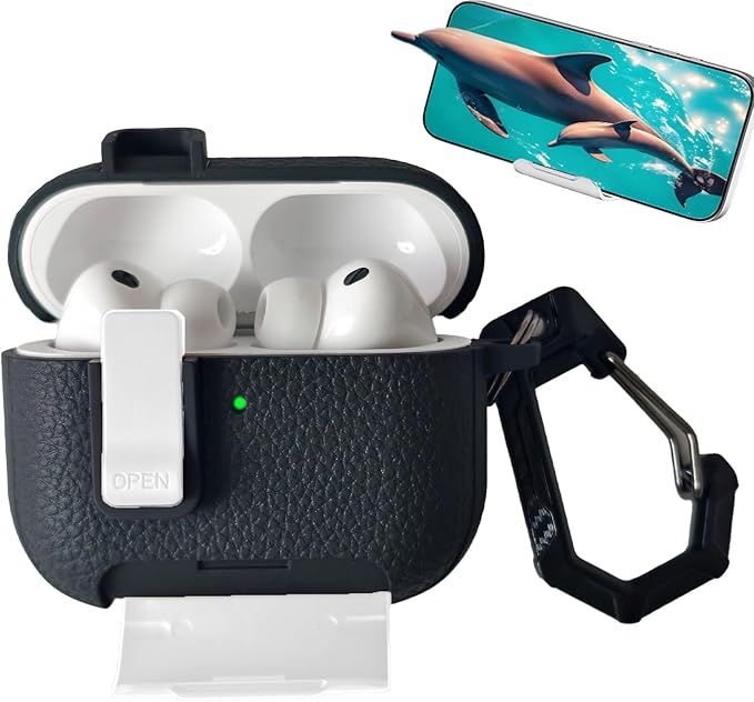 for Leather AirPods Pro 3 Case 2025| Cute Air Pods Pro 3 Case with Lock(Model A2700/A2931) | with Phone Holder & Keychain | Airpods 3 Pro Cases for Man Women(WhiteBlack)