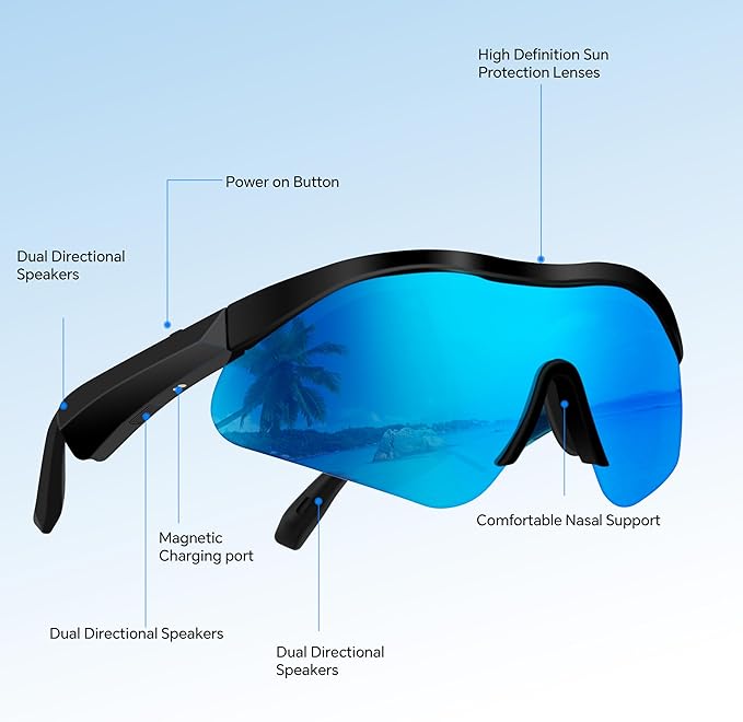 Smart Glasses, Bluetooth 5.4 Translation Glasses with 160 Language, UV Protection,Unisex, Support Wireless Music, Siri Call, Compatible with iOS/Android. Support Phone/Table PC, Lightweight Design