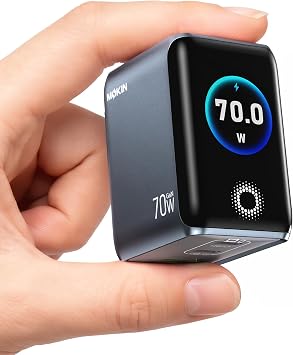 MOKiN 70W USB C Charger with Smart Display, Mini 3-Port GaN Fast Charger