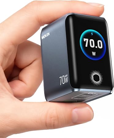 MOKiN 70W USB C Charger with Smart Display, Mini 3-Port GaN Fast Charger