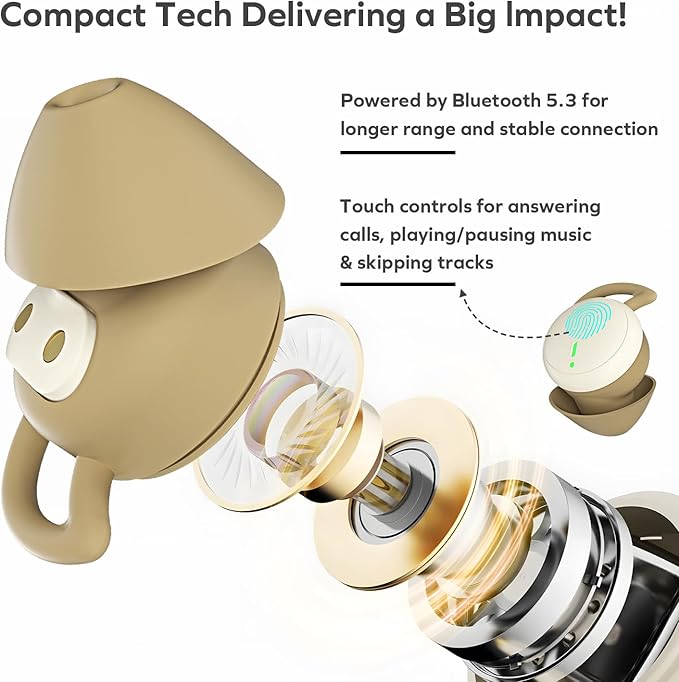 Coby Sleep Earbuds, Ear Plugs for Sleeping Noise Cancelling Ear Plugs | Wireless Earbuds for Sleep, Work, Music | Small Bluetooth Earbuds Designed for Comfort While Sleeping
