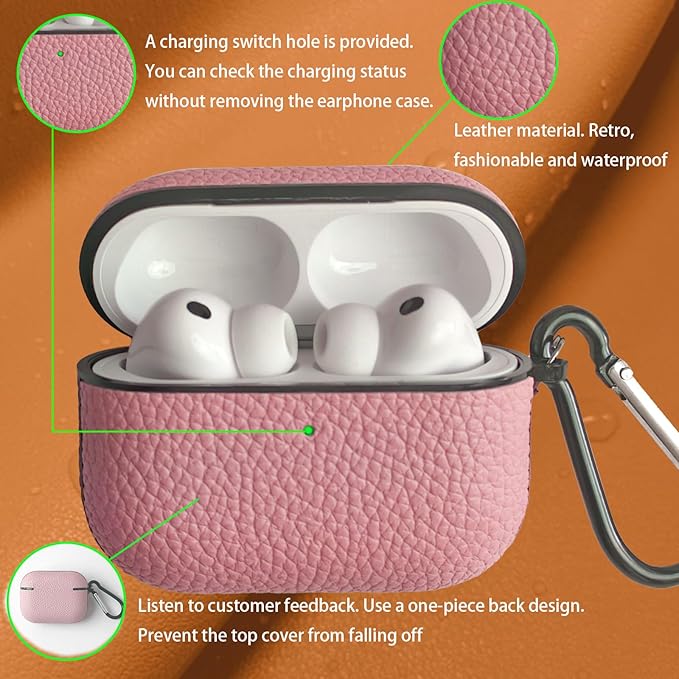for Leather AirPods Pro 3 Case 2025|Cute Hard Air Pods Pro 3 Case|with Keychain|Retro iPod Airpod 3 Pro Cases for Man Women - Model A2700/A2931(Pink)