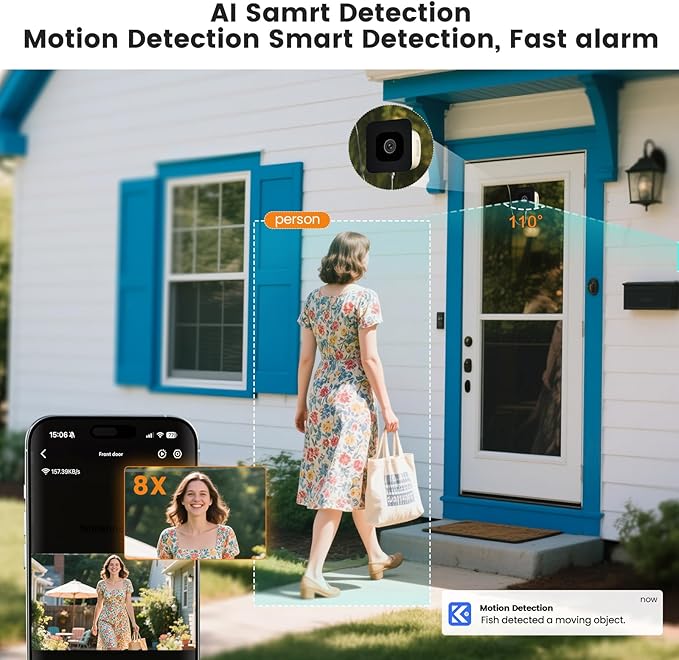 2 Pack 3MP 2k Window Camera, SpectraVivid AI Color Night Vision Window Cameras for Home Security, 2.4G&5G WiFi, Person & Motion Detection Siren, Two-Way Audio, 24/7 Recording, Easy Quick Install