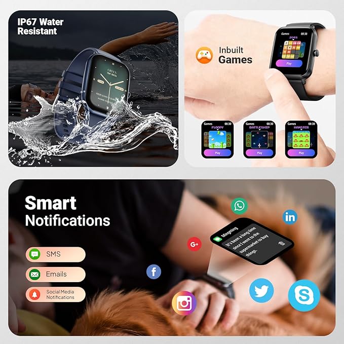 Fire-Boltt Ninja Call Pro Max 51.05mm (2.01 inch) HD Display Smart Watch, Bluetooth Calling, 120+ Sports Modes, Health Suite, Voice Assistance (Blue)