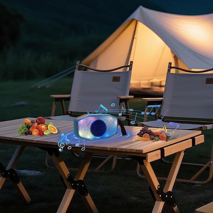 Bluetooth Speaker, Compact & Portable Speaker for Hiking, Support TF Card/USB, TWS Connection, HD Stereo Sound, Camping, and Beach (Blue)