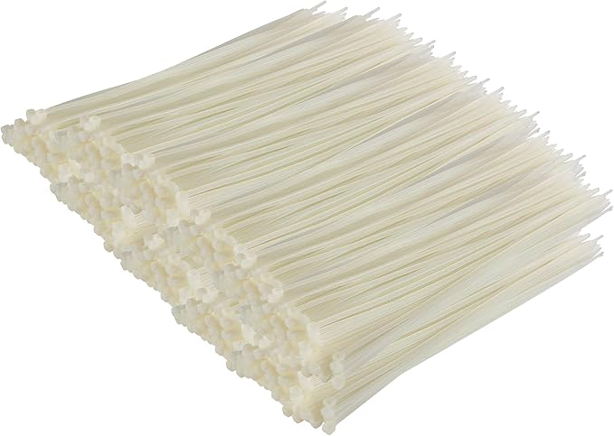 GTSE 14 Inch White/Clear Zip Ties, 1,000 Bulk Pack, 40lb Strength, UV Resistant Long Nylon Cable Ties, Self-Locking 14" Tie Wraps
