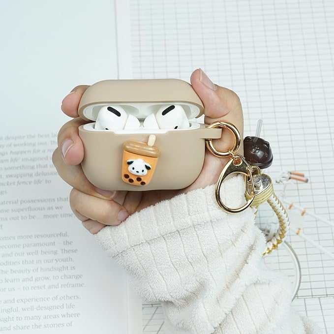 Wonhibo for Airpods Pro Case for Women Girls, Cute Kawaii Cover for Airpod Pro 2019 with Keychain (Boba Dog)