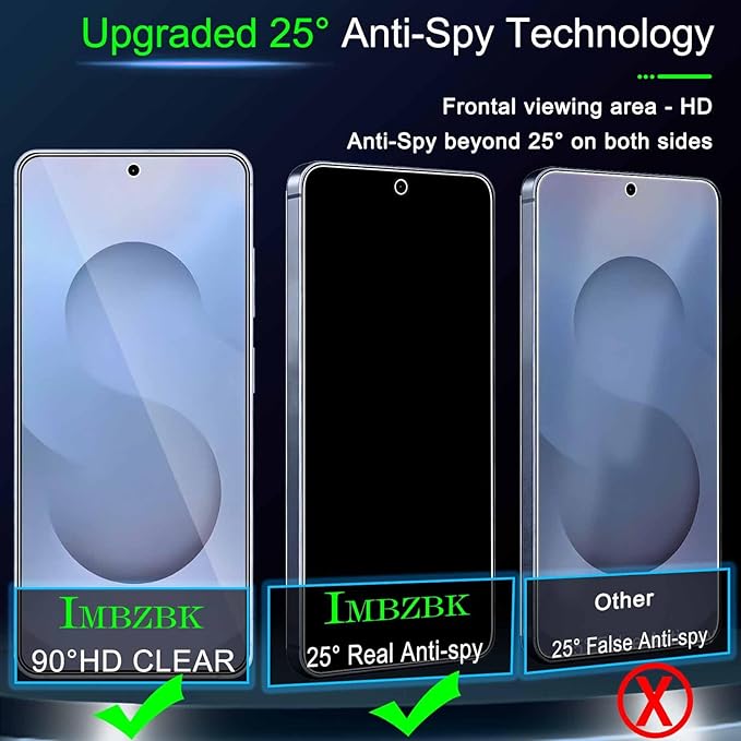 IMBZBK [Auto-Dust Removal] Privacy Screen Protector for Samsung Galaxy S26 Plus [6.7 INCH] Anti Spy Private Accessories, Case Friendly, 3 Military Grade Tempered Glass 3 Camera Lens Protector